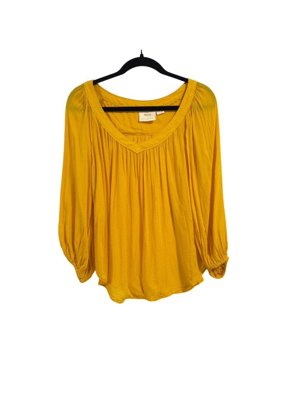 Anthropologie Maeve Boswell Yellow Boho Peasant Blouse Size 6